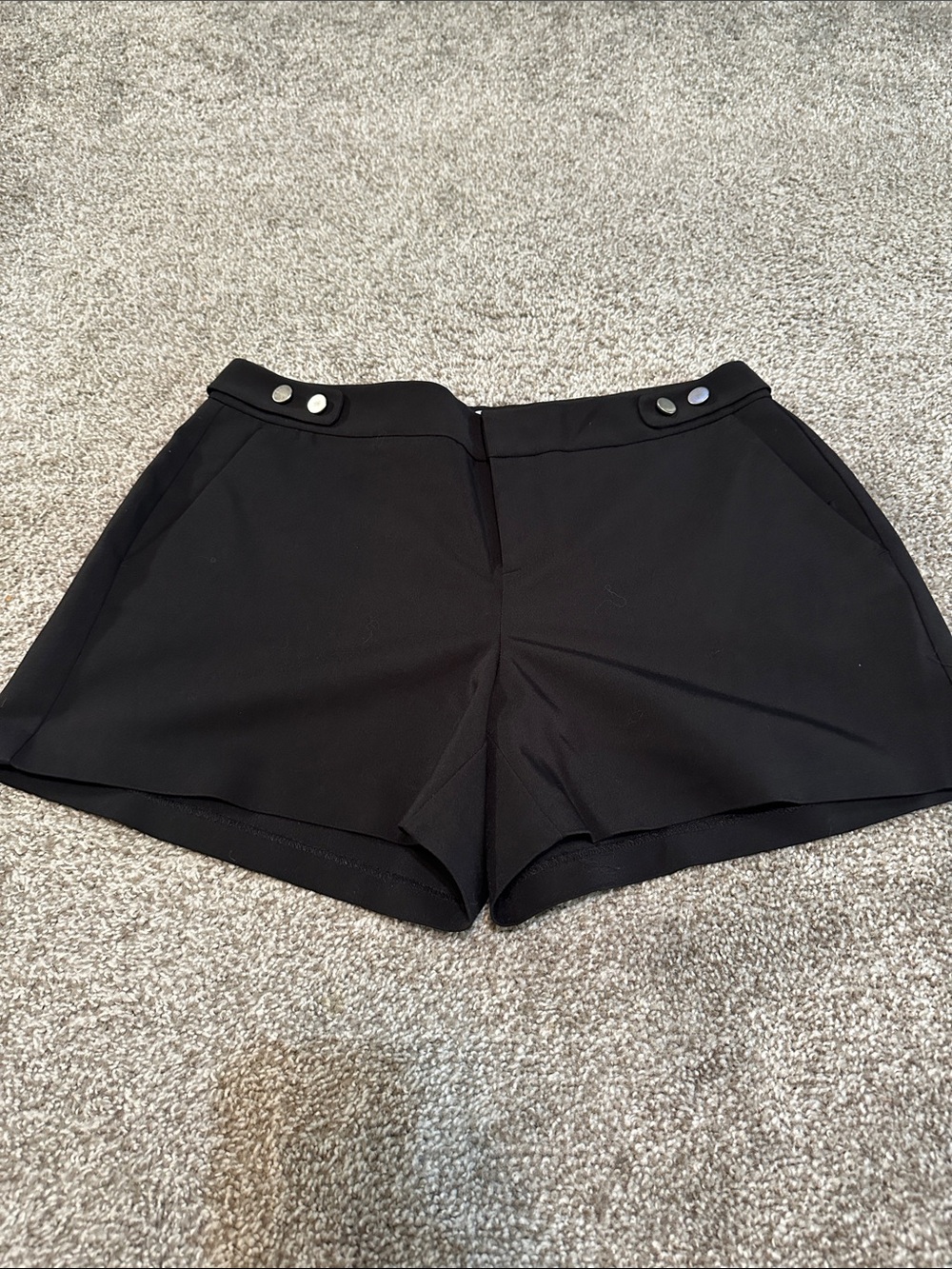 Elle Black Dress Shorts with Button Accents